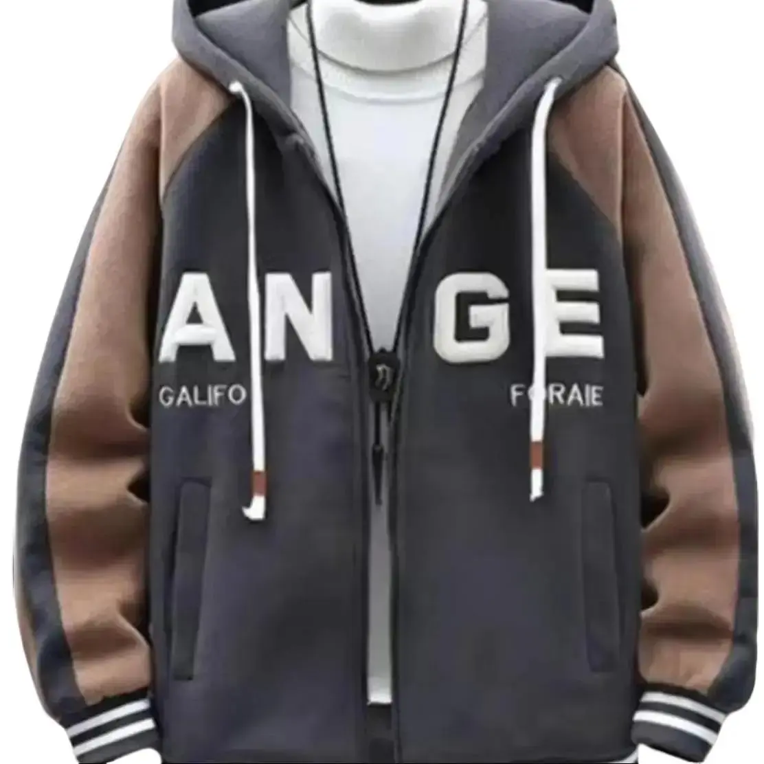 Áo Khoác Cardigan Nam Nữ Phối Chữ RANGE Nhung Kem Màu Đen Menswear Tre Jacket
