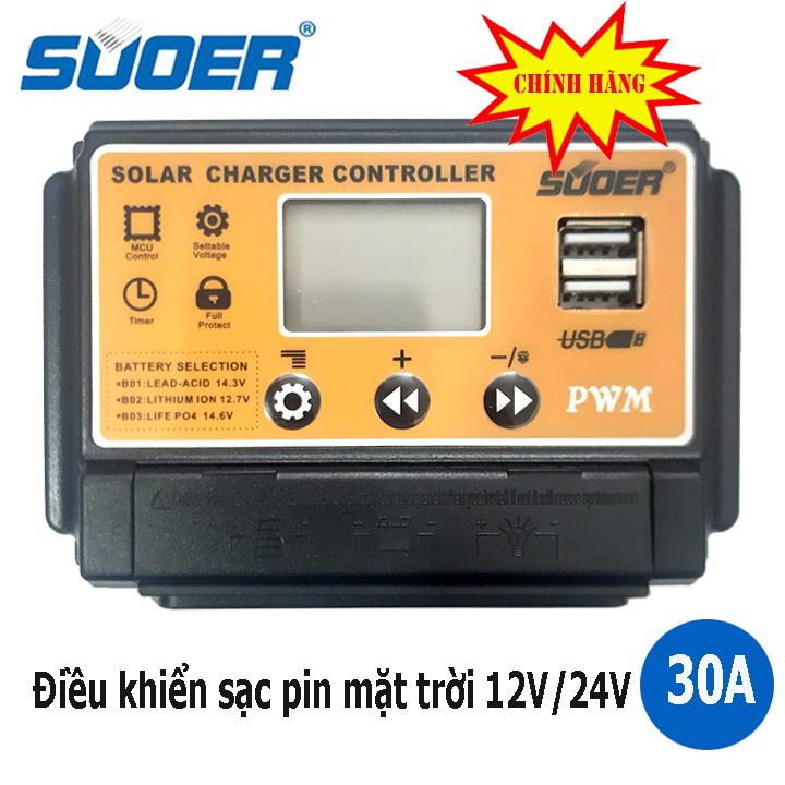 Bộ điều khiển sạc năng lượng mặt trời solar changer controller Suoer 12V 24V…