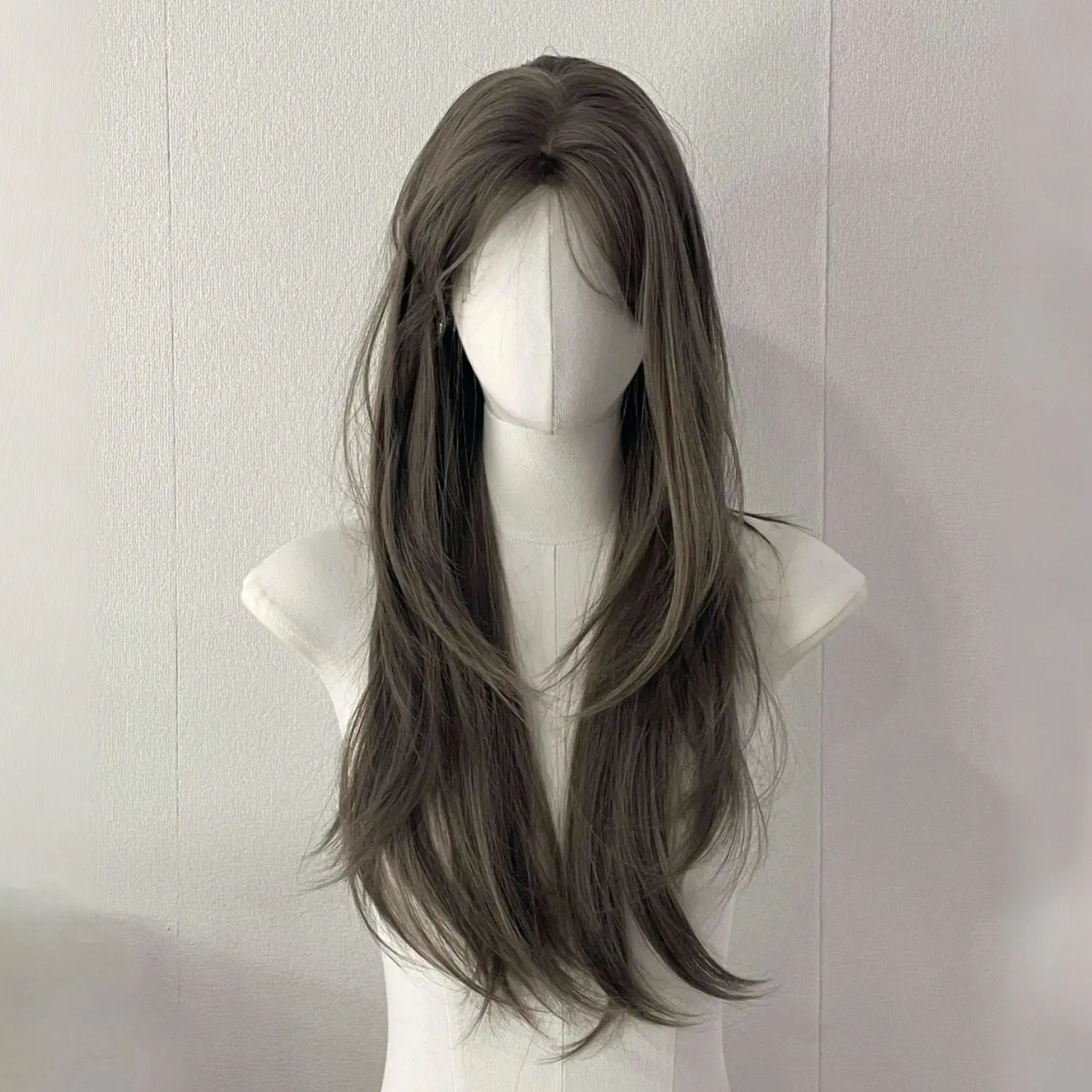 End Girl: Long Straight Milk Tea Grey Brown Synthetic Hair Wig