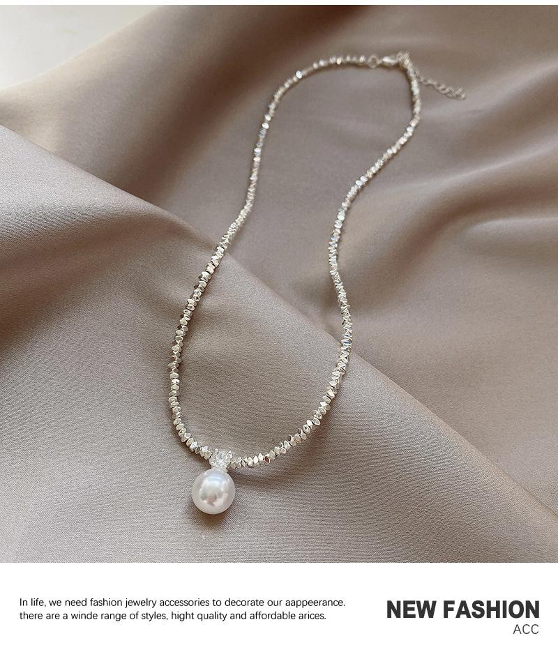 Product Introduction of Light Luxury Minority Design Small Pieces of Silver Pearl Necklace Female Temperament High Sense Clavicle Chain All-Match Super Hot Necklace Accessories 7