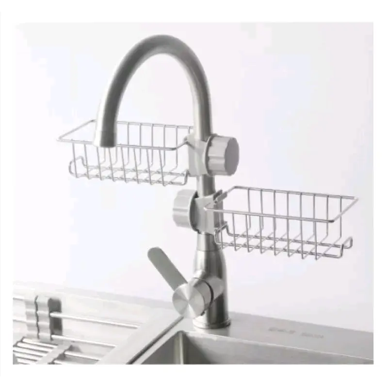 Rak Wastafel Cuci Piring Stainless Tempat Spon Cuci Piring Gantung Kran 6