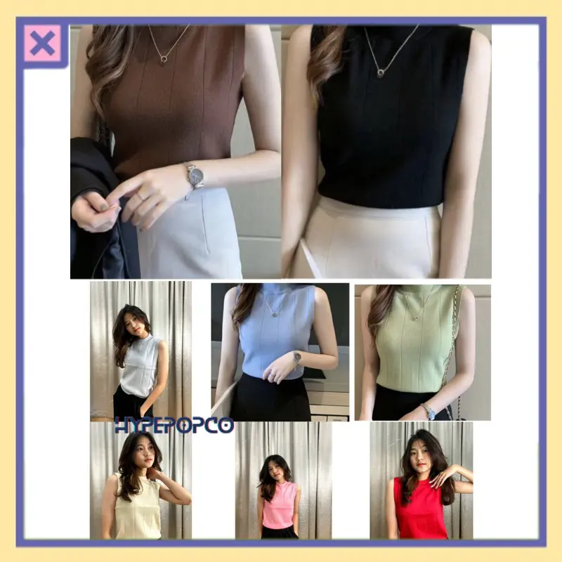 HYPEPOPCO - Brynlee Tank Top Turtleneck Tanktop Y2K Ulzzang Douyin 0