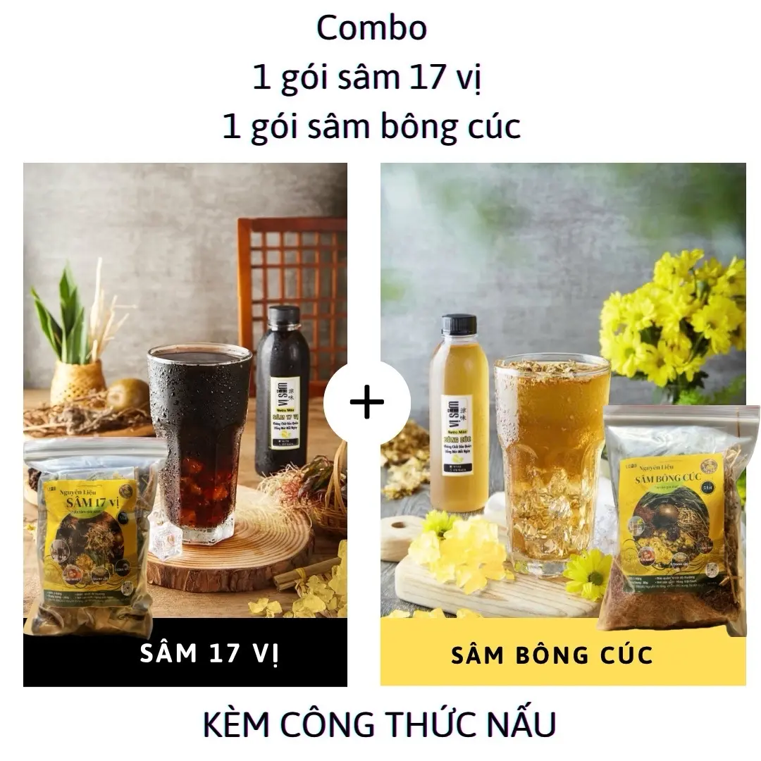 COMBO 1 gói trà sâm 17 vị + 1 gói trà sâm bông cúc (5-10l nước) KÈM CÔNG THỨC NẤU Nước Trà Tea