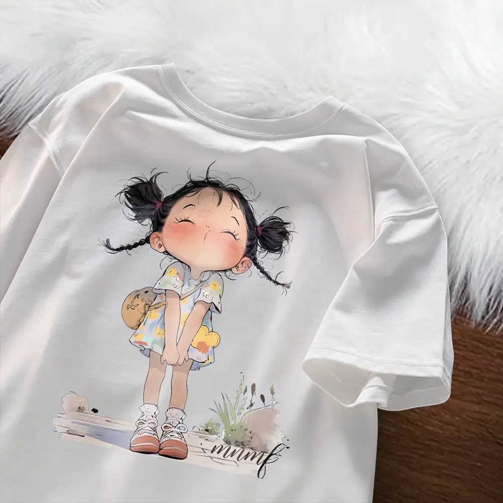Tshirt Kaos Lengan Pendek Oversize | Motif Retro Girl Anak Kartun | Cocok Untuk Daily |  Cotton