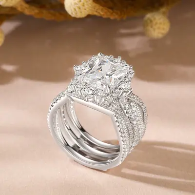 Radiant Cut Jeulia Wedding Ring Set Jeulia PC Interchangeable