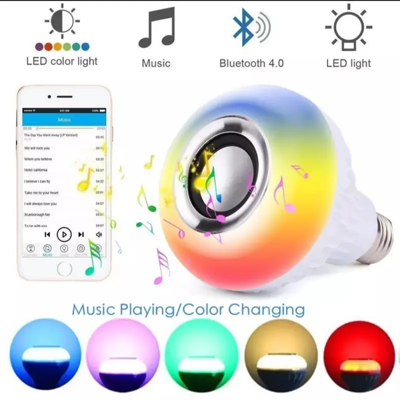 DW - ( BISA COD ) Lampu Bohlam Speaker Bluetooth Disco Disko Bok Musik Music Dj LED RGB with Remote Control Super Full Bass Others Suara Jernih Lampu Kamar Rumah Remot ganti warna Warni Smart Lamp Speaker LED RGB Mix Box mp4 murotal Termurah Speakers 2