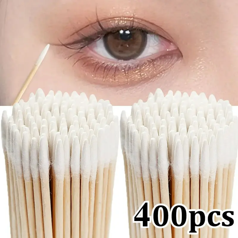 100/200/300/400Pcs Pointed Cotton Swab Eyeliner Eyebrow Lipstick Ultra-fine Cotton Swab Nails Ears Cleaning Disposable Cosmetic Tool