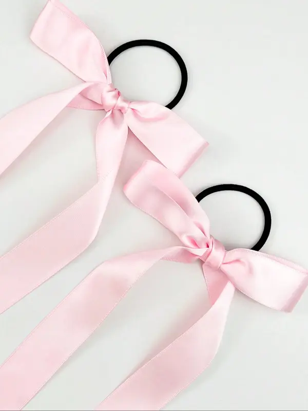 Summer Cute Bowknot Design Pink Ribbon Hair Tie, 2024 New Style High Stretch Elegant Hair Tie, Casual Versatile Hair Accessories for Women & Girls 4