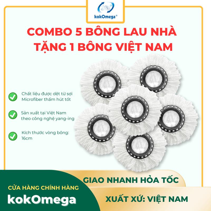 ( MUA 5 TẶNG 1) Bông Lau Nhà 360 Độ KokOmega Việt Nam Lau Sàn Cây Lau Nhà Làm Sạch