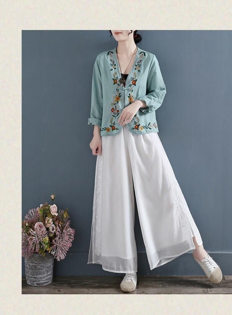 Product Introduction of Áo Sơ Mi Vải Lanh Và Cotton, Trang Phục Nữ Đầu Mùa Thu, Phong Cách Cổ Điển Nghệ Thuật, Áo Dài Tay, Áo Cardigan Thêu, Áo Khoác Thường Ngày, Xu Hướng Mùa Thu, 2023 6