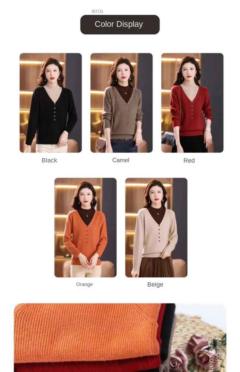 Product Introduction of Áo Len Cổ Lọ Nửa, Hàng Mới Về Mùa Thu Và Mùa Đông, Dành Cho Phụ Nữ, Quần Áo Cho Mẹ, Dáng Rộng Vừa Vặn, Phong Cách Phương Tây, Áo Lớp Nền Bên Trong, Thời Trang Nữ 14
