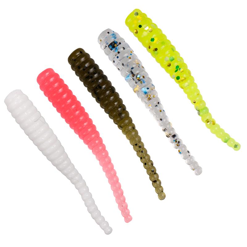 Product Introduction of 10pcs 35mm 0.3g Lua Root Fishing Soft Bait Threaded Soft Bait Mini Soft Worm Straight Tail Lua Fake Bait 18