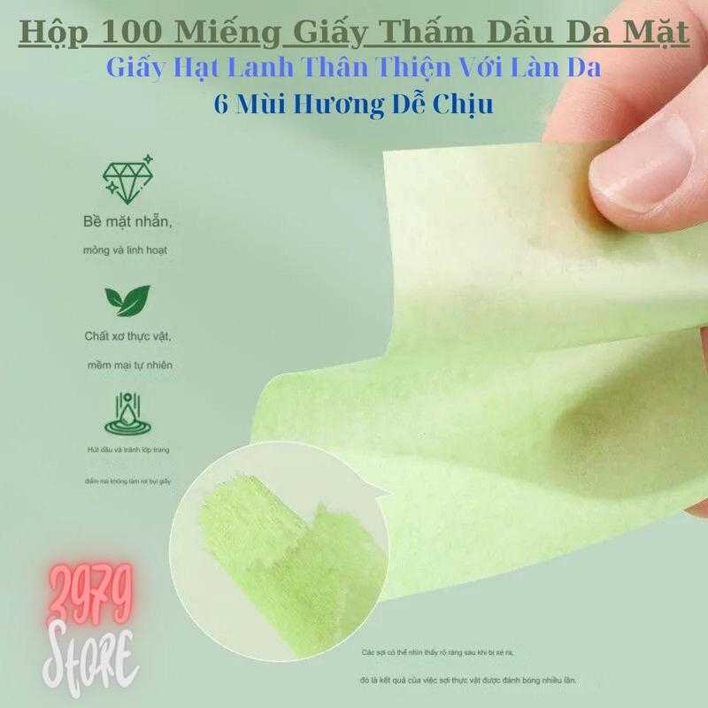 Hộp 100 Miếng Giấy Thấm Dầu Da Mặt 6 Mùi Hương Dễ Chịu Skincare