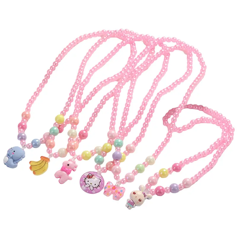 Artificial Pearl Necklaces Sweet Cartoon Animal Creative Necklace Jewelry Birthday Gifts for Kids Girls