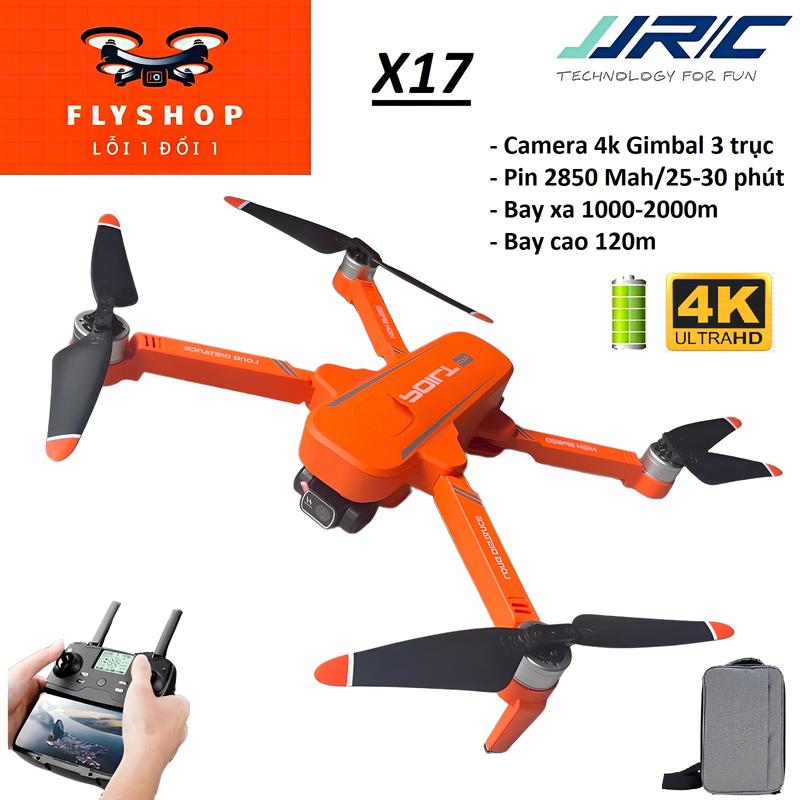 Flycam X17 [JJRC] Camera Gimbal 3 trục 4K sắc nét, Định vị GPS/5G, Dung lượng Pin 2850Mah, Thời gian bay 25 phút+, Bay xa 2000m,trọng lượng máy 600gram,bay đầm. Động cơ không chổi than mạnh mẽ Drone Chụp Ảnh