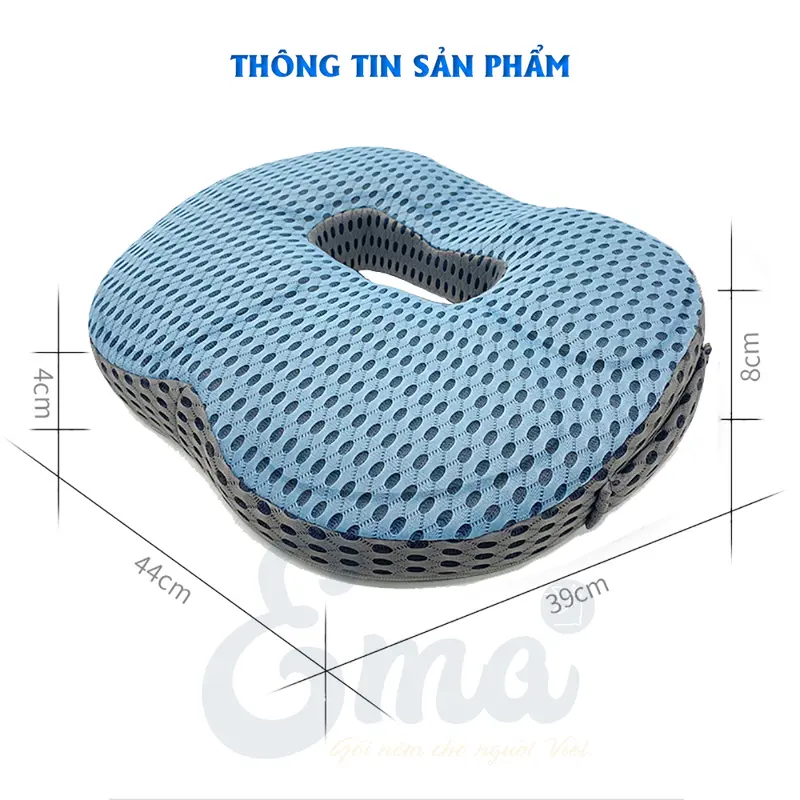 Đệm ngồi chống trĩ Ema thế hệ mới - Ruột cao su non đục lỗ thoáng khí, tạo tư thế ngồi thoải mái 2