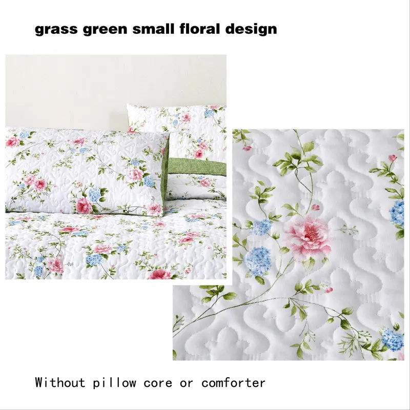 Floral Print Bedspread Set, 1 Count Bed Cover & 2 Counts Pillowcase without Filler, Soft Comfortable Bedding Set for Home Bedroom 5