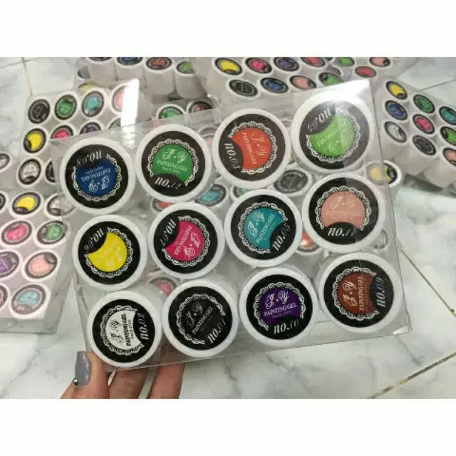Sét gel vẽ 12 màu cơ bản chính hãng, PAINTING GEL vẽ trang trí móng tay