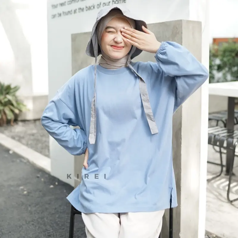 Kirei Outfit - Basic Oversize Top Lengan Panjang Karet Polos Nonbusui dan Busui 4