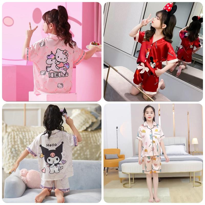 Ngắn Tay Cho Bé, Bộ Pijama Ngắn Tay Bé Trai, Bộ Pijama Cho Chất Lụa In Hình Cực Yêu Cho Bé Từ 8kg - 39kg đồ ngủ bé gái