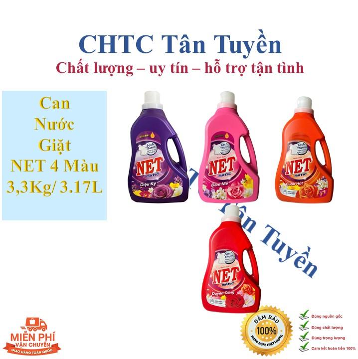 Nước Giặt NET Matic 3kg3 - 4 Màu (Đỏ/Cam/Tím/Hồng) - Giặt Sạch Tinh Quần Áo - Làm Sạch