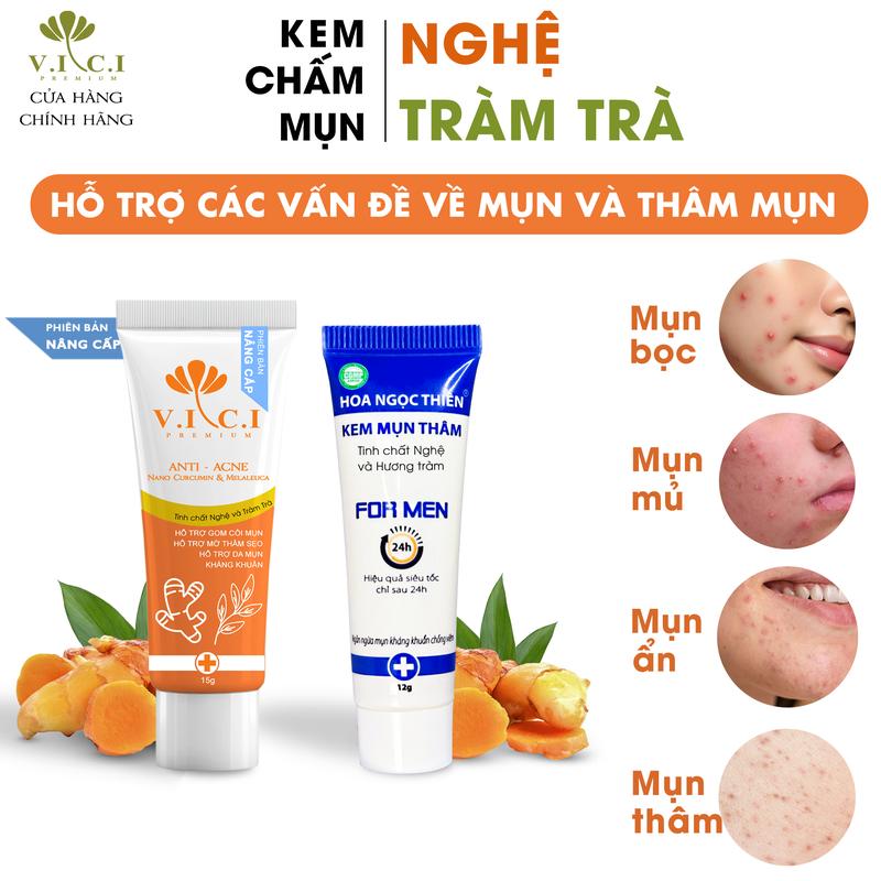 Kem Chấm Mụn Hỗ Trợ Mụn Mờ Thâm Chiết Xuất Nghệ Và Tinh Chất Tràm Trà (15g) - Hỗ Trợ Khô, Gom Cồi Và Thâm Mụn - Làm Đẹp Da - Chăm Sóc Da - Skincare