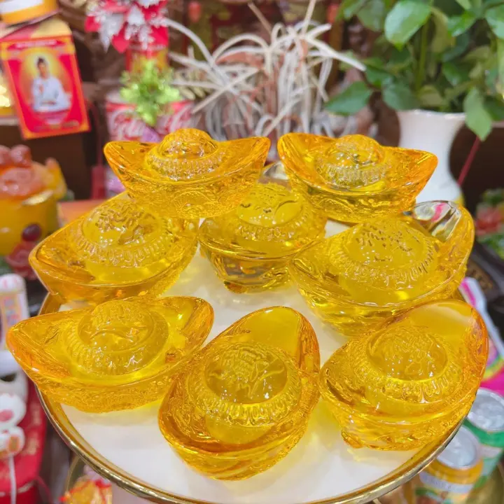 Thỏi vàng lưu ly 5cm, 10cm chạm rồng phong thủy Thần Tài may mắn 1