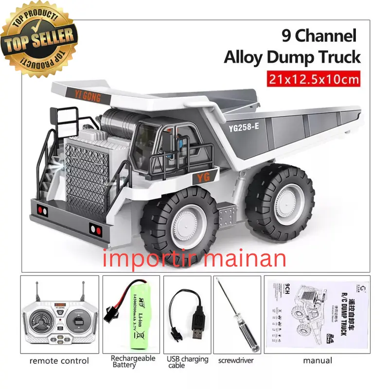 YIGONG 258 21 258-21 mainan remote control rc dump truck alat berat 1