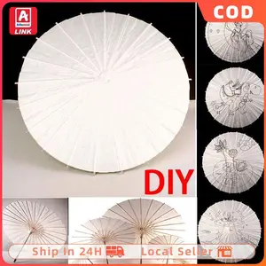 Payung Lukis Kosong DIA 20-40-60CM Bahan Kertas Putih Kreatif Cocok untuk Hias Pernikahan/DIY
