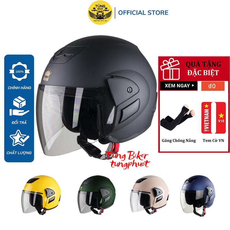 Mũ Bảo Hiểm 3/4 Royal M01 Có Kính - BH Chính Hãng 12 Tháng (Tặng Găng Tay Chống Nắng + Tem Cờ)
