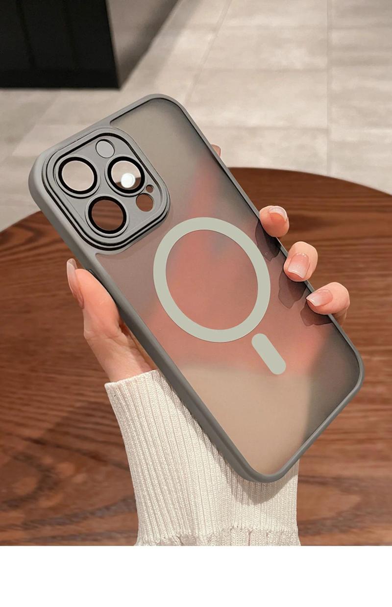 Product Introduction of Magnetic Luxury Matte Translucent Armor Shockproof Case For iPhone 15 14 13 12 11 16 Pro Max Plus Magsafe Wireless Charge Cover 18