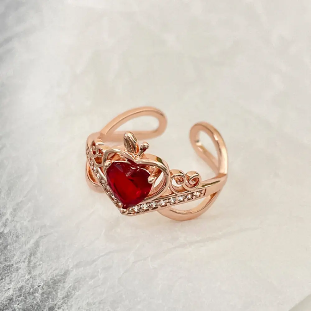 Rose Gold Love Crown Ring, Snowyprincess Ring, Open Women's Ring
