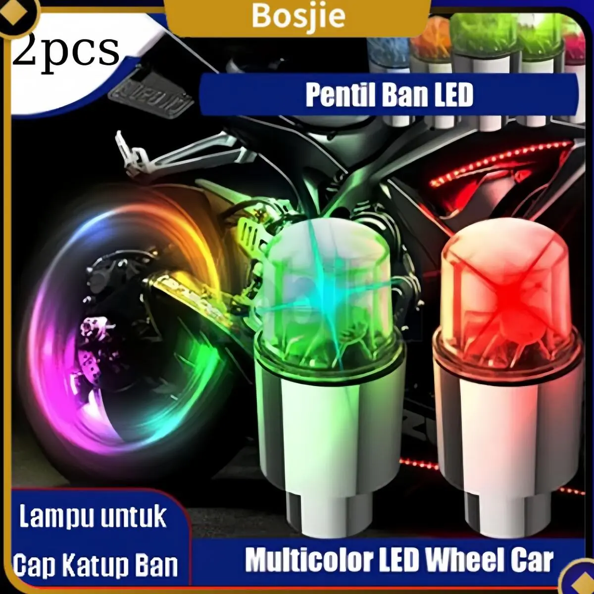 [Bosjie] 2 PCS LED Tipe Baterai Penutup/LED Lights Colorful Hot Wheels Light Sensitive Vibration Ligh/Mobil(Motor/Bicycle) Hot Wheels Valve Lights Gas/Tutup Pentil Ban Mobil Tutup katup Bersinar di malam gelap Universal Mobil
