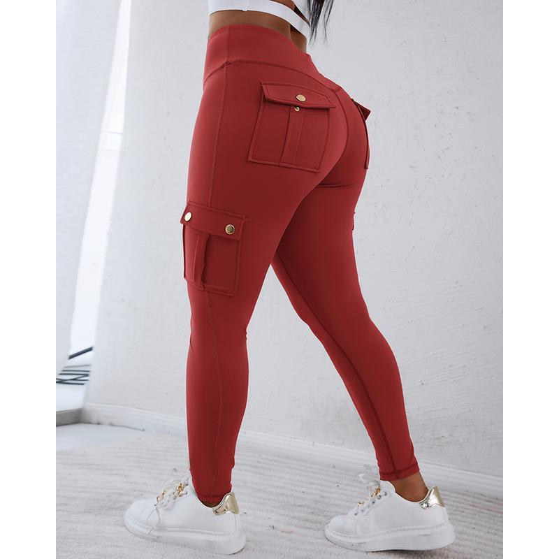 Womens Butt Lifting Leggings with Flap Pockets High Waist Tummy Control Workout Cargo Leggings Yoga Pants 5