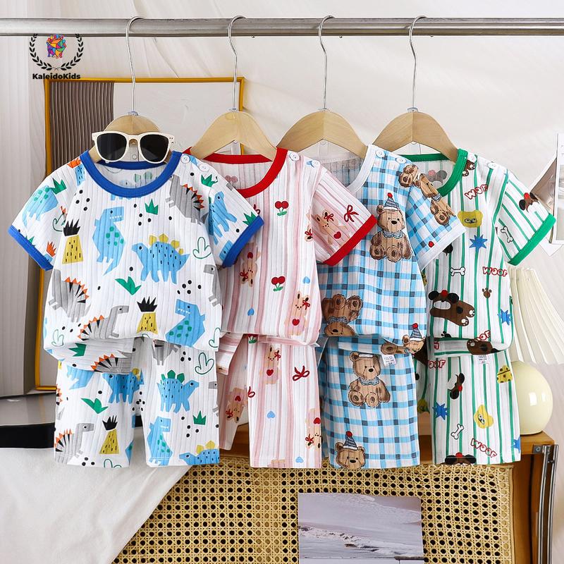 Bộ Đồ Ngắn Tay Cho Trẻ Em, Quần Áo Cotton Mùa Hè Cho Bé Gái, Bộ Hai Mảnh, Phong Cách Hàn Quốc, Cho Bé Trai Và Trẻ Em, Áo Phông thun lạnh petit  bộ đồ nam cho bé trai 0