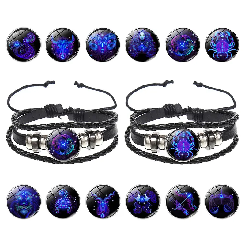 Trendy Couple Bracelets Cross-Border 12 Constellations Multi-Layer ...