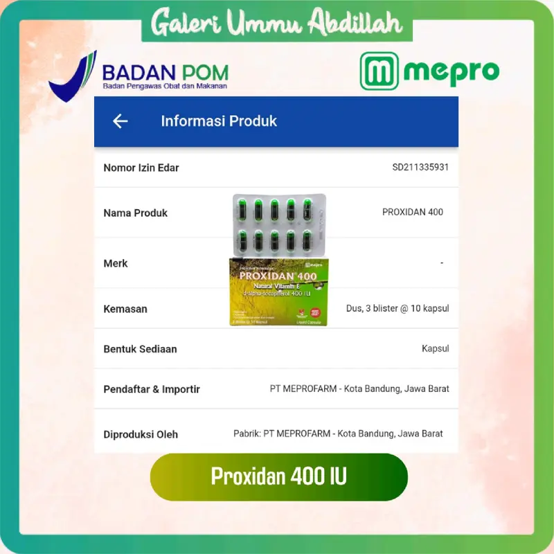 Bundling Meprothion 500mg + Proxidan 400IU Per BOX Isi 30 5