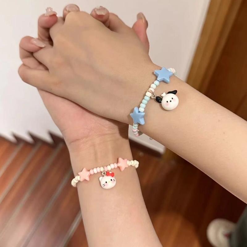 Product Introduction of Gelang Boleh Laras Kepala Sanrio, Bernilai Tinggi, Untuk Wanita, dengan Rekaan Kucing KT dan Anjing Pacha, Gelang Manik Biji, Hadiah Pasangan untuk Kawan Karib, Tarikh: 2025 4