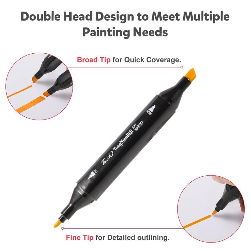 Product Introduction of 24-80color Double-headed Mixed Art Marker Pen Set - Permanent, Quick-drying, Multi-functional Art Supplies, Suitable for Painting, Sketching, Coloring and Underlining - Very Suitable for Artists, Designers and Enthusiasts 5