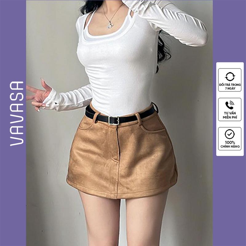 Chân váy da lộn form ngắn tôn dáng vavasa cv48