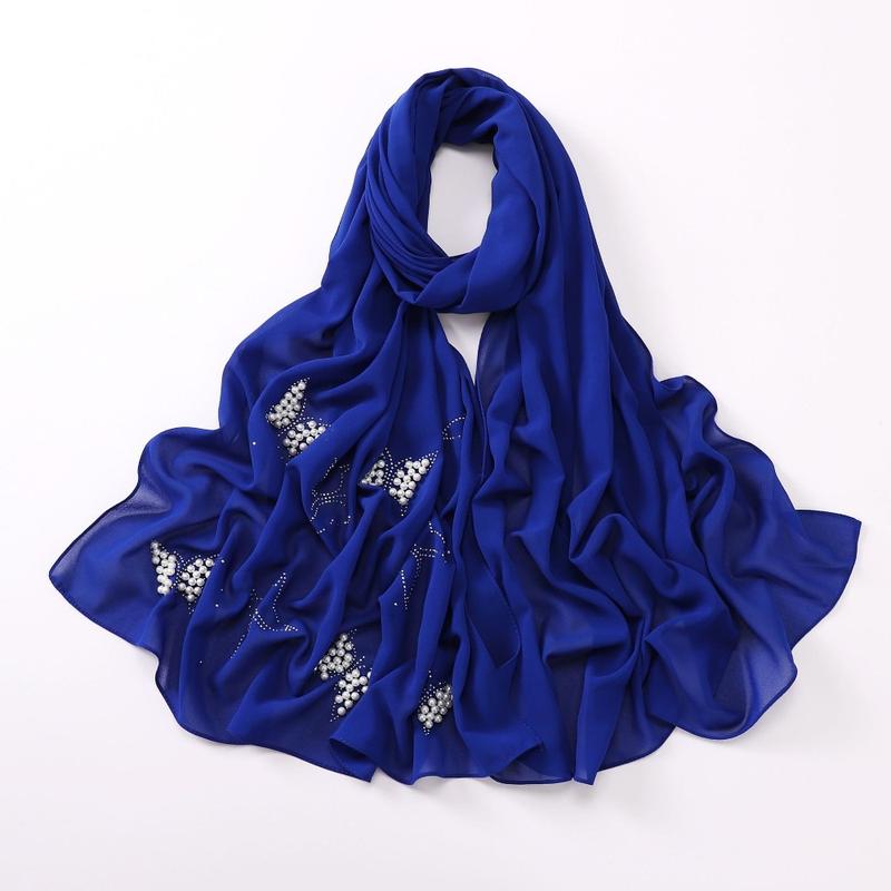 Product Introduction of Fashion Solid Color Silk Headscarf Malaysia Scarf Sweet Butterfly Chiffon Scarf Islamic Clothing Turbans Chiffon Hijab For Women 12