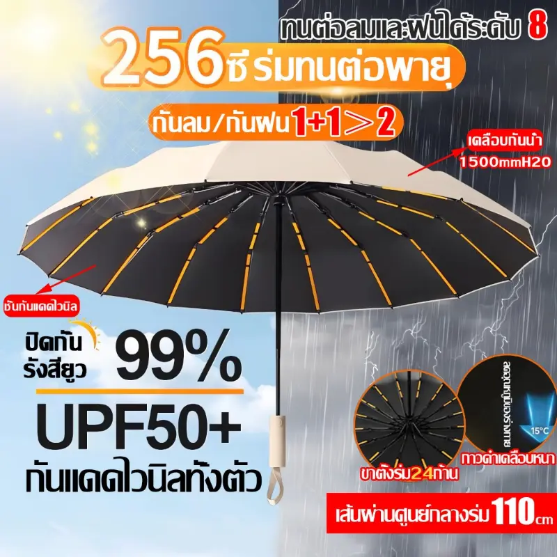 ยึดรูปแบบเดียวกัน เนื้อผ้า2ชั้นXCHENร่มกันUV ร่มพับ กันฝนกันแดดกันUV100% พกพาสะดวก ก้านกระดูกงูคู่24ซUmbrellaร่มอัตโนมัติ