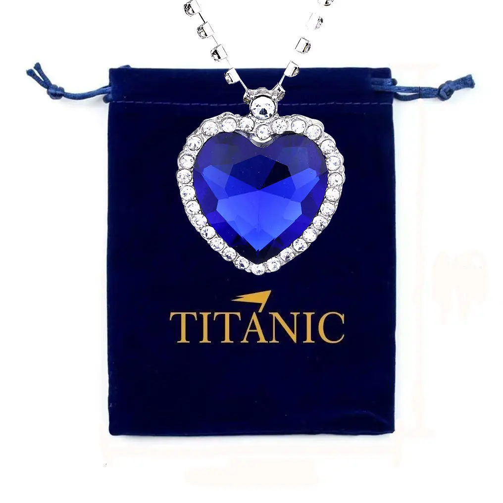 New Ocean Heart Blue Necklace Female European and American Style Western Style Titanic High-End Pendants