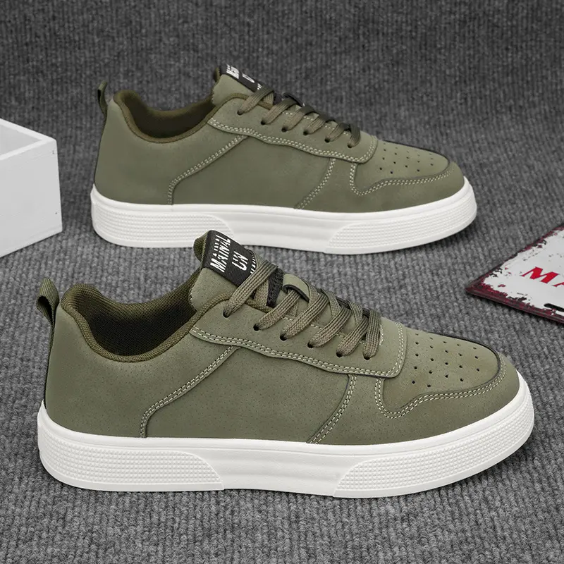 Bestall Christmas 2024 large size board shoes men's shoes leather surface four seasons fashion versatile soft sole casual sports shoes