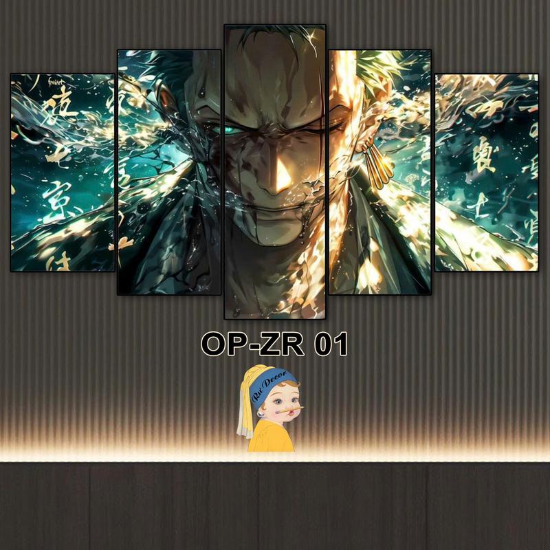 Tranh Zoro Onepiece Bộ 5 Tấm Dán Tường Fomex 5mm Dán Keo Decor Nhà Cửa, Phòng Học, Phòng Khách PC Gaming