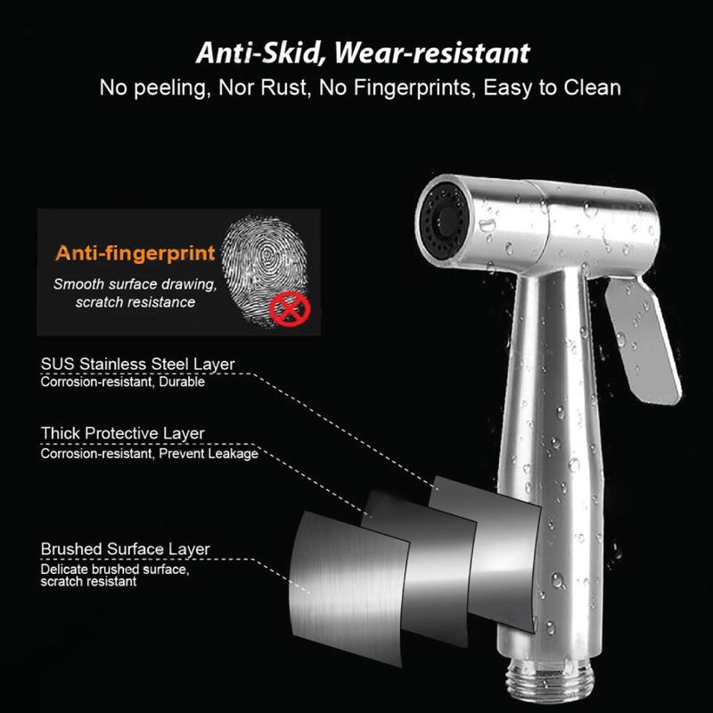 Product Introduction of bidet spray set Stainless steel hand bidet two way tap faucet bathroom faucet toilet hose paip toilet pipe water tap bathroom 4