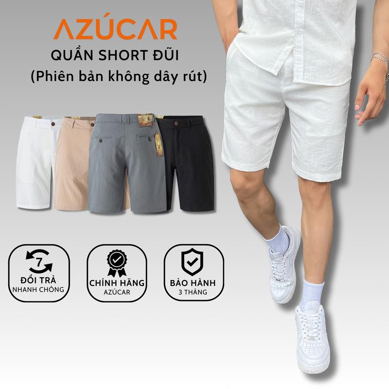 Quần Short Đũi Nam Cao Cấp AZÚCAR Phiên bản không dây rút Mát mẻ Lịch sự và cực kỳ thoải mái Menswear Quần Lửng Đen quần short quần _ combo 3 100k quần kaki big size jean short Có Túi Pants