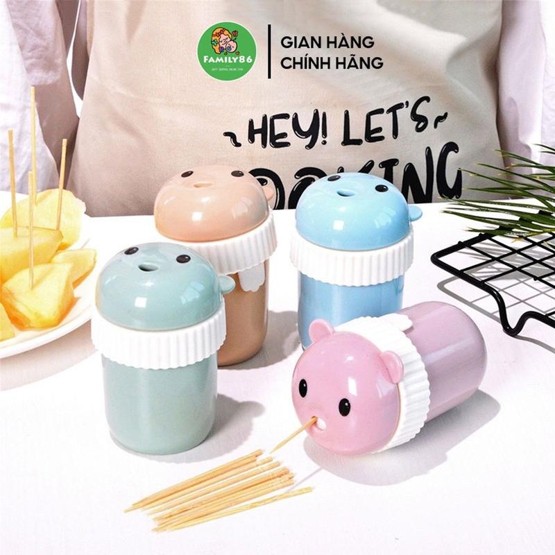 Lọ đựnġ Tăm Xỉa Răng, Hộp đựnġ Tăm Tre Cao Cấp Hình Gấu Cute Đẹp - Hủ Hũ đựnġ Tăm Gỗ 1