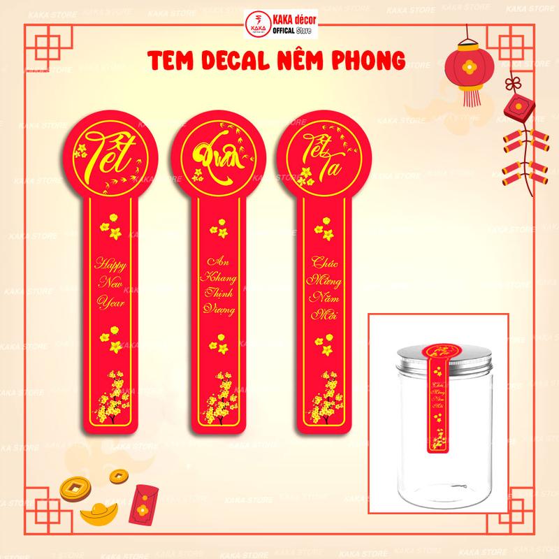 TEM TẾT Dán Niêm Phong Hộp Quà Giỏ Quà Hộp Bánh Kẹo Mứt Ngày Tết Decal Trang Trí Tết Cổ Truyền - Nhãn Dán Sang Trọng Tươi Sáng.