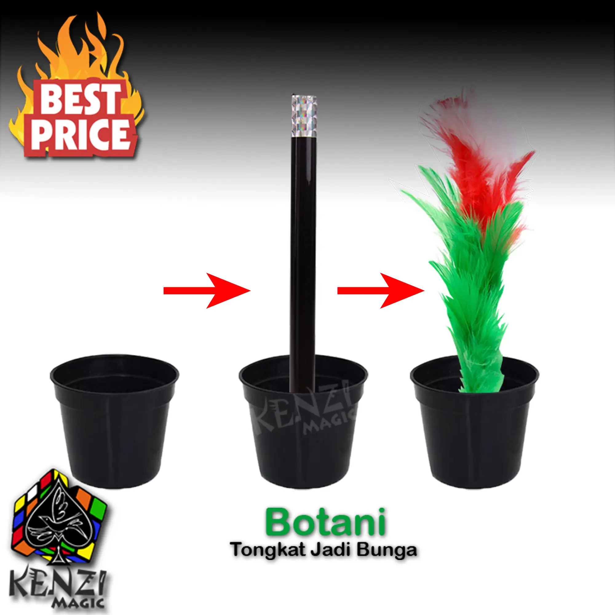Alat Sulap Wand to Flower Mainan Sulap Tongkat Jadi Bunga Sulap memunculkan Bunga